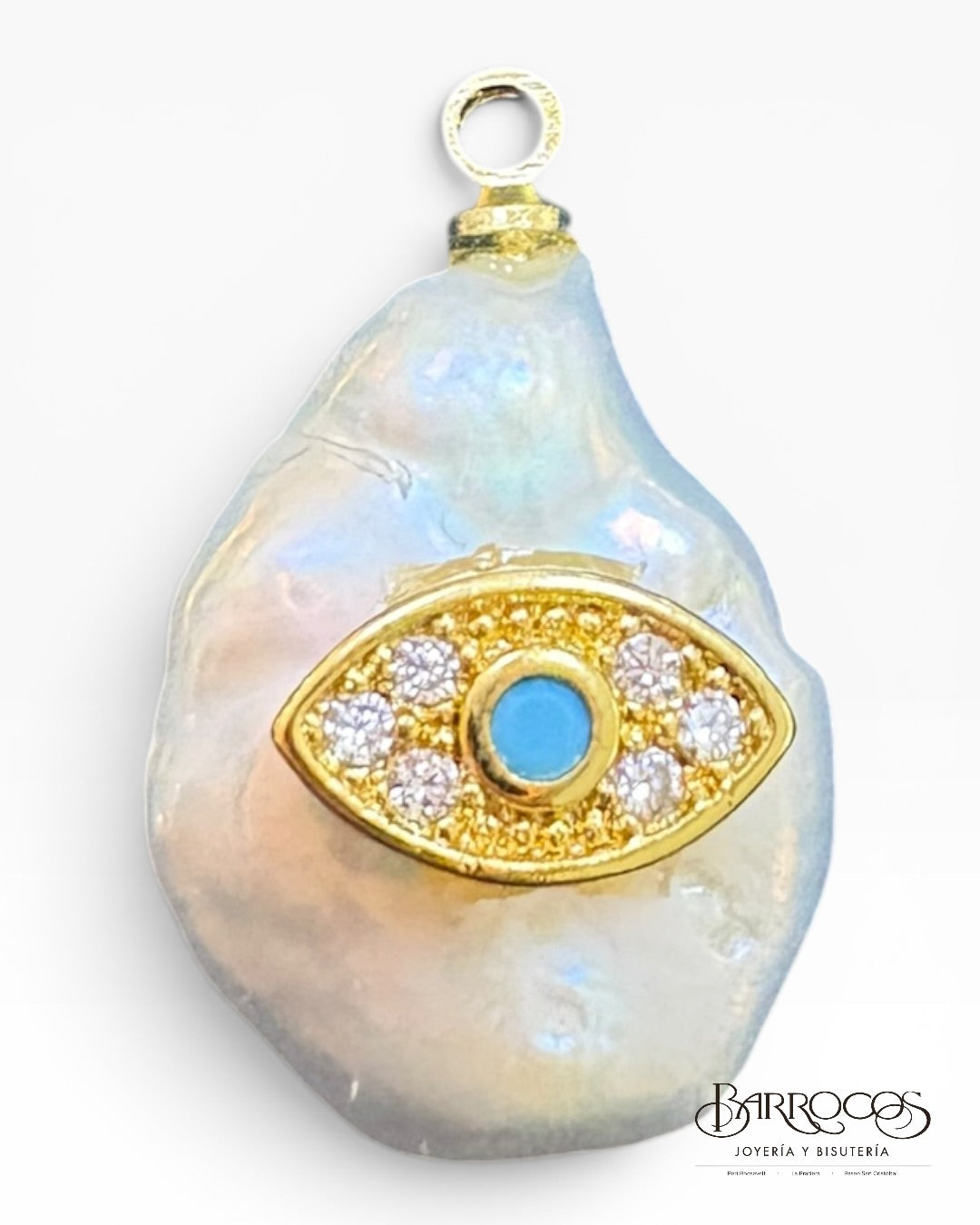 Dije ojo perla turquesa goldfilled
