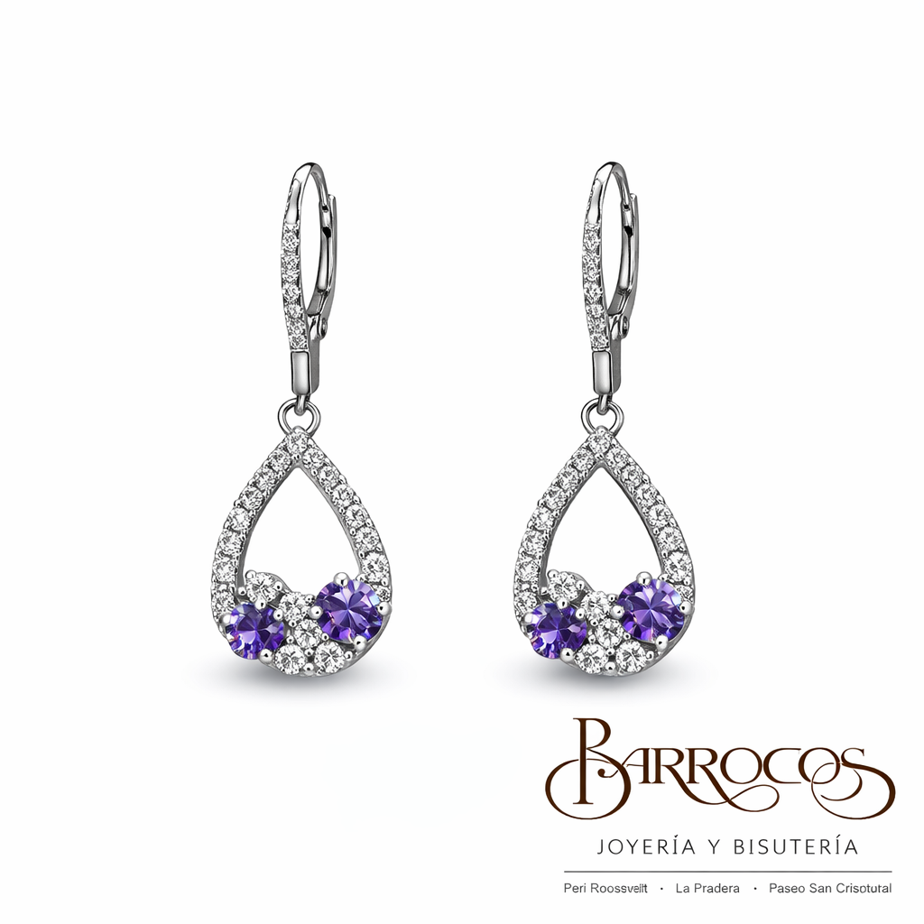Aretes Gota Morados