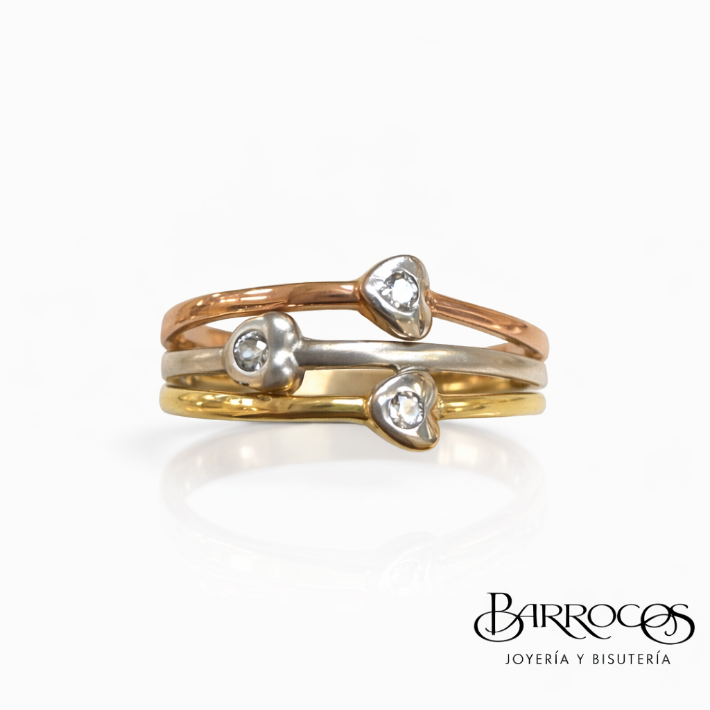 Anillo Tres Oros Corazones