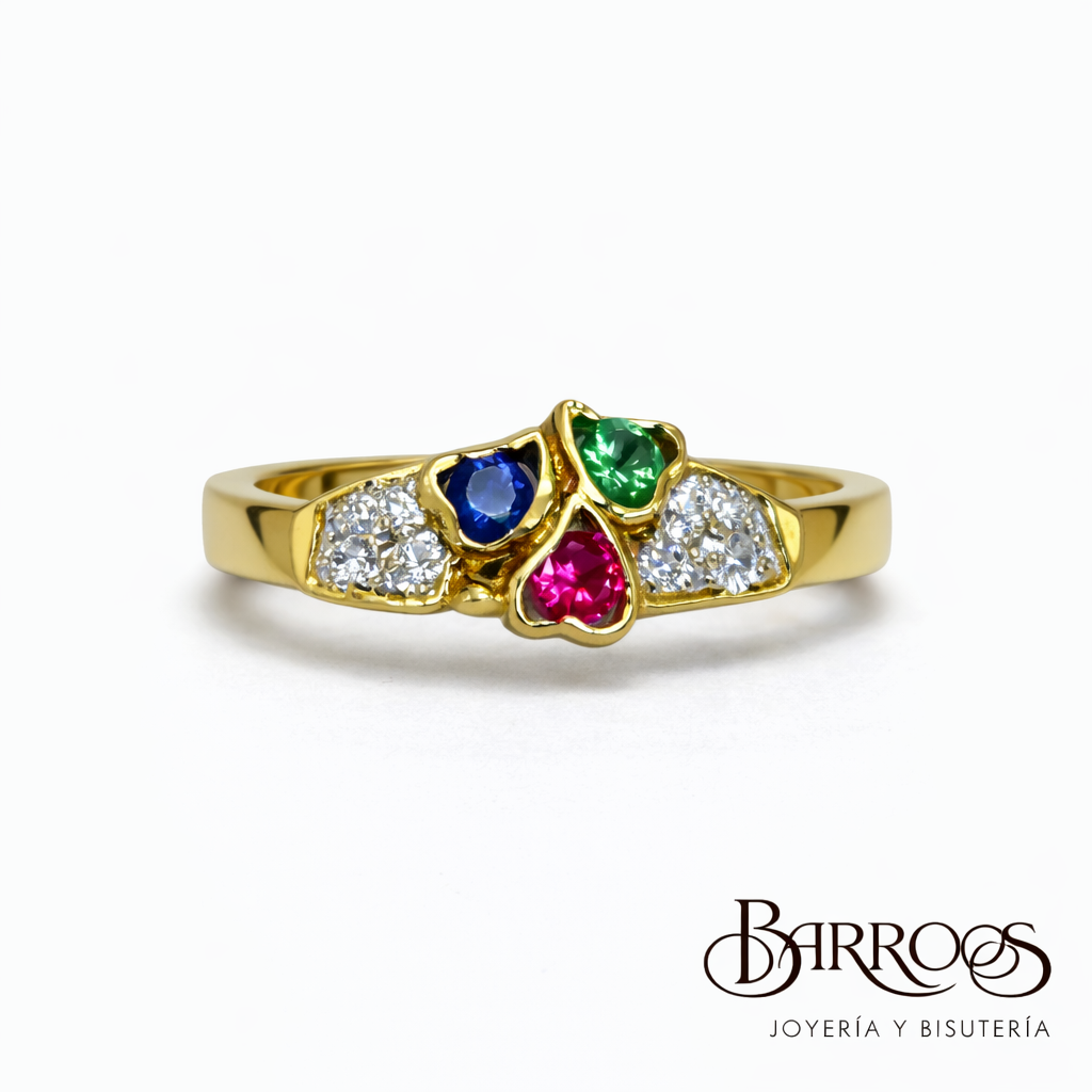 Anillo Corazones Tricolor