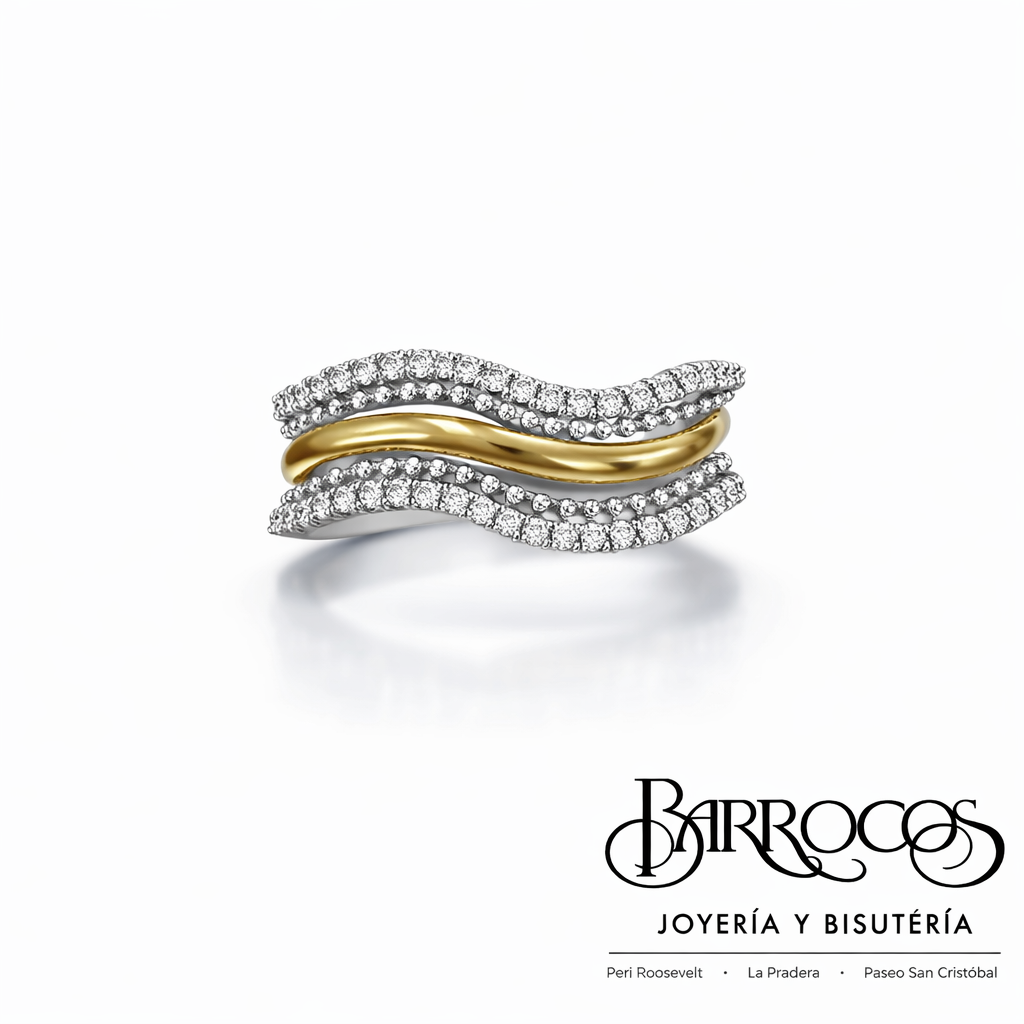 Anillo Circonia Wave