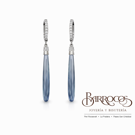 Aretes Largos Circonia Azul