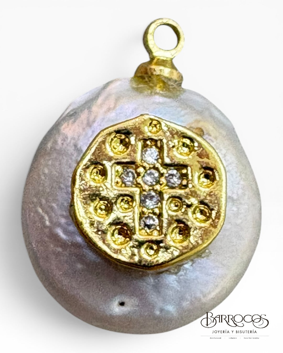 Perla moneda cruz goldfilled