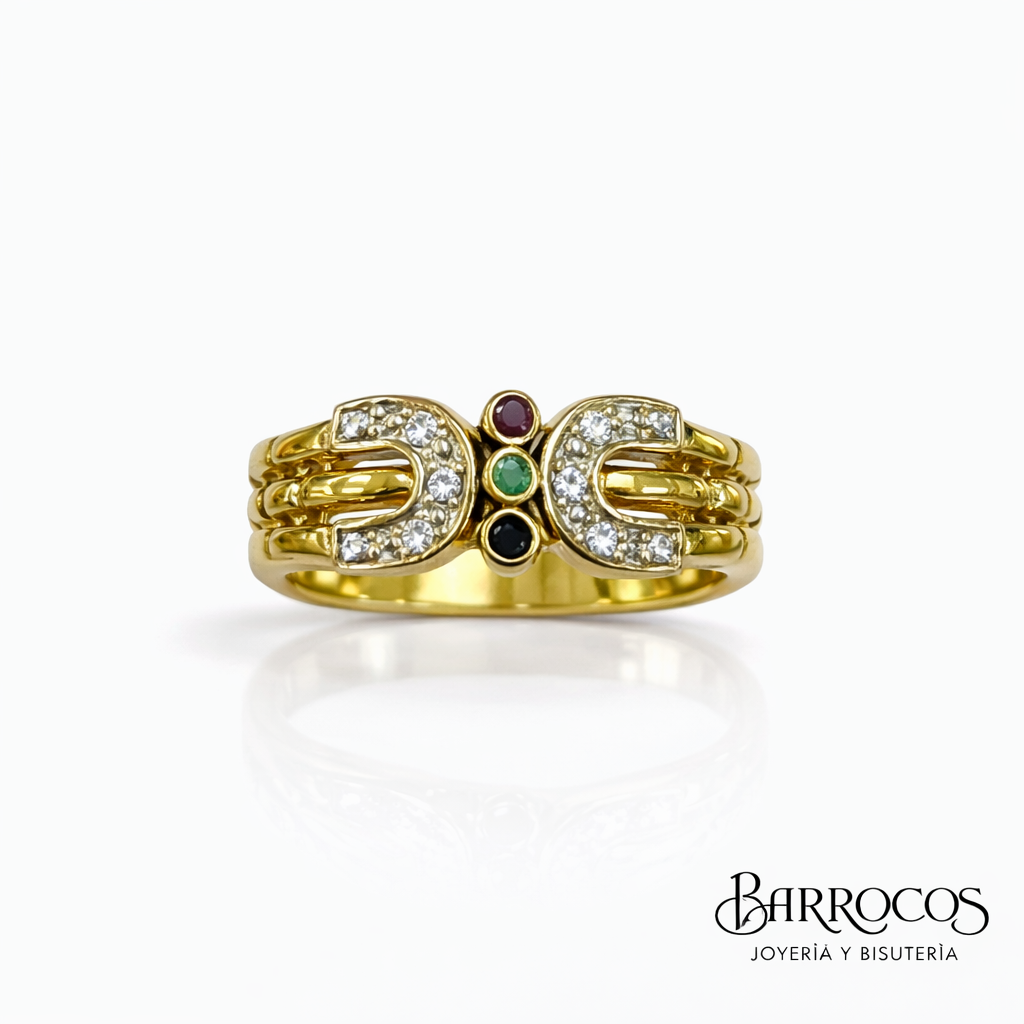 Anillo Herraduras y Zirconias