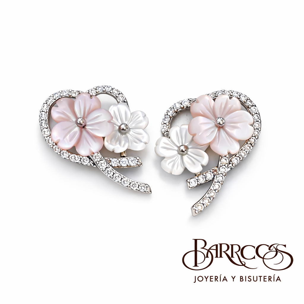 Aretes Madre Perla Con Corazón
