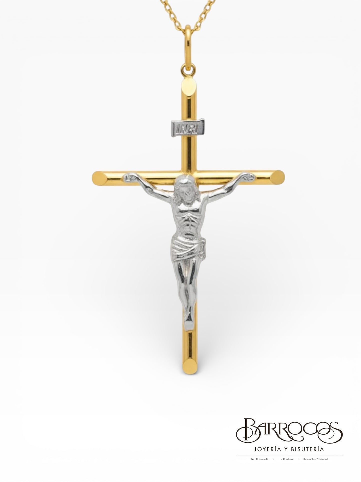 Cruz de oro blanco y amarillo 14k
