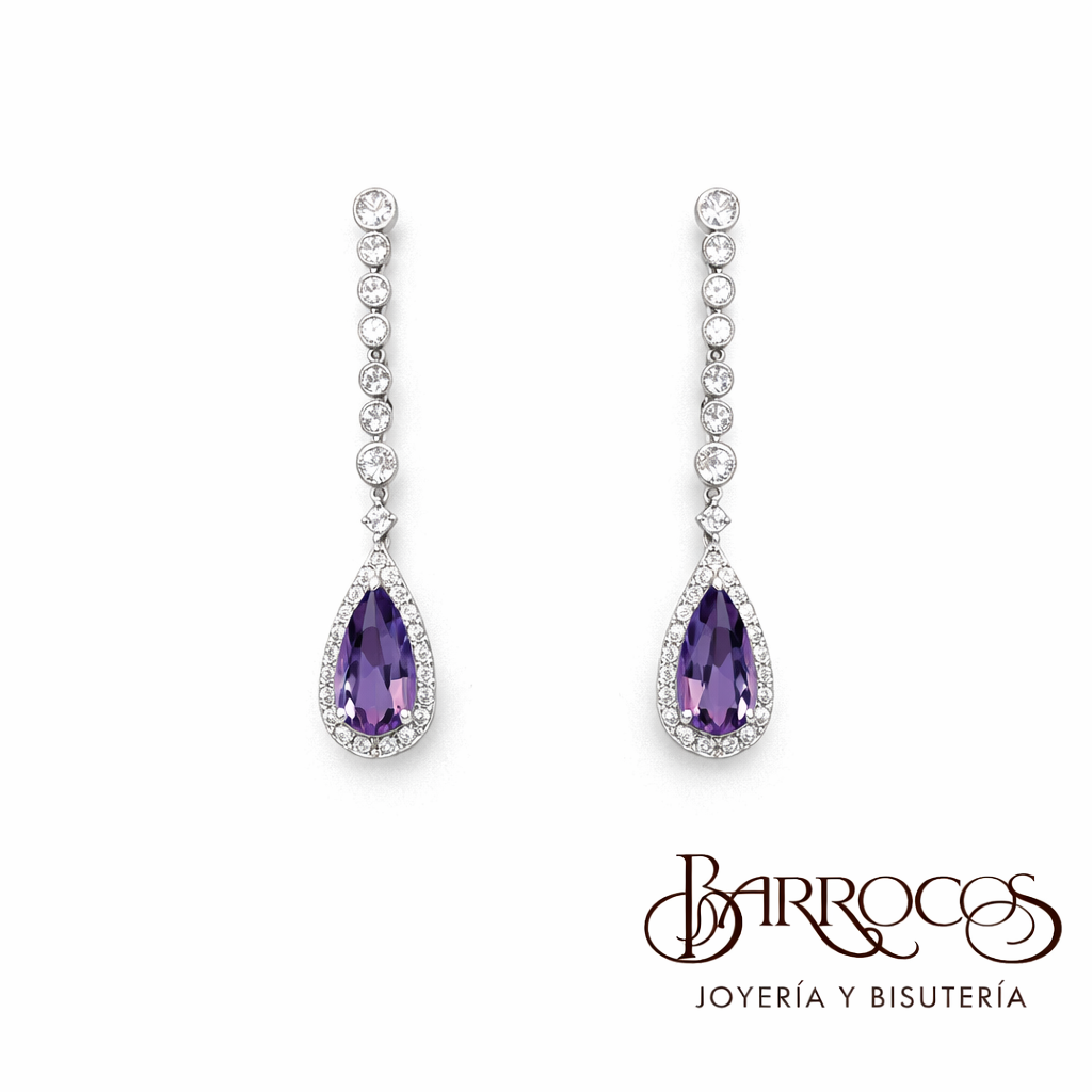 Aretes Drop Morados