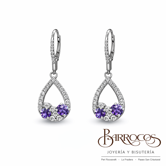 Aretes Gota Morados