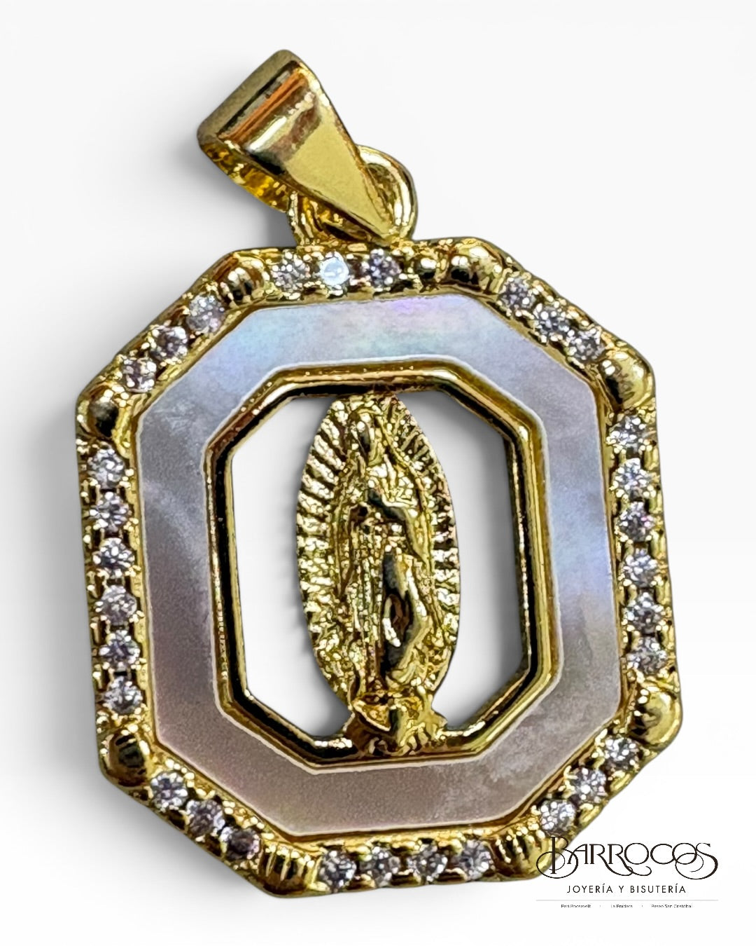 Dije virgen nácar goldfilled