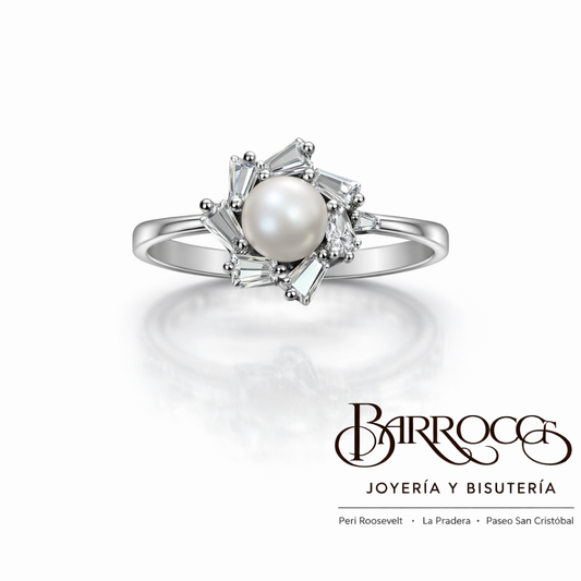 Anillo Perla y Circonia