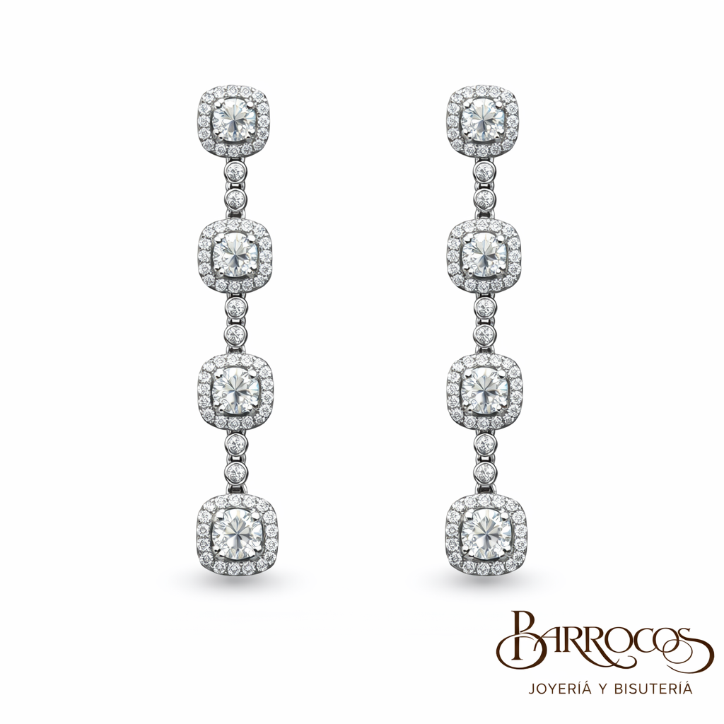 Aretes Cuadrados Circonias