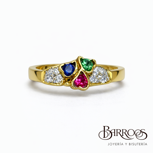 Anillo Corazones Tricolor