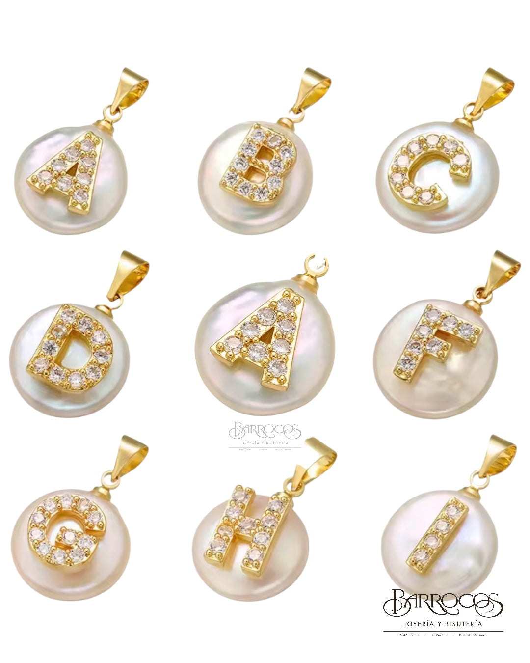 Letra en Perla Moneda en Goldfilled